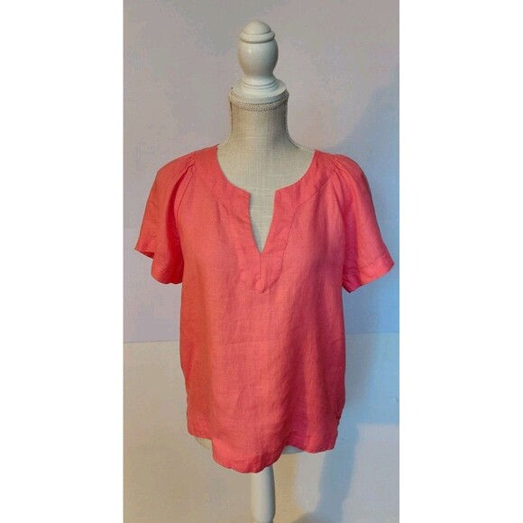 J.Crew Size XS 100% Linen Coral Tunic - Picture 1 of 8